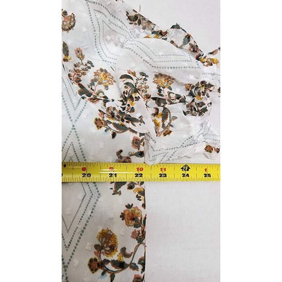 NWT Matilda Jane Floral Belcourt Blouse White Blouse With Ruffle Neckline & Puff - Picture 11 of 12